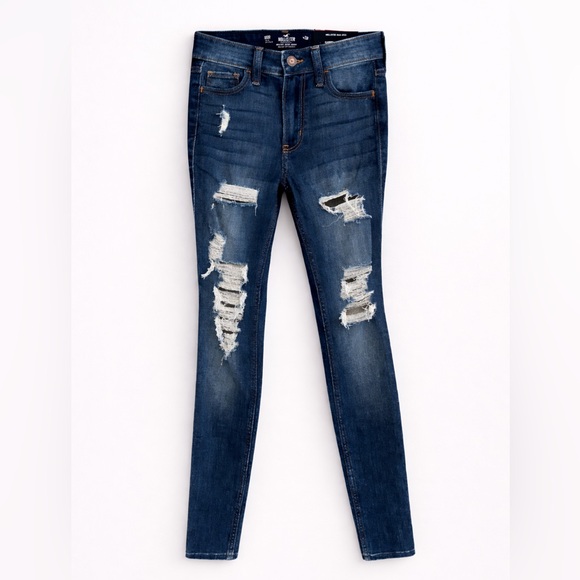 NWT/Hollister High-Rise Super Skinny Jeans 000R W23 Distressed - Picture 2 of 8